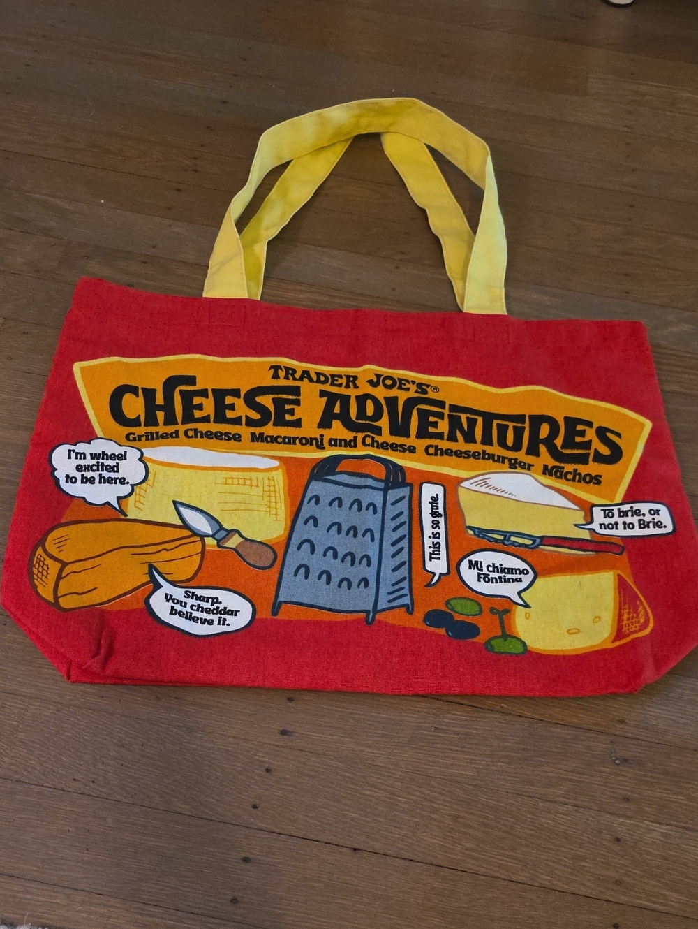 Trader Joe's Cheese Adventures Red Tote Bag. NEW
